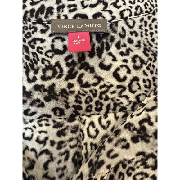 Vince Camuto Women’s L Blouse Top Leopard Animal Print Long Sleeve V-Neck Tunic - Picture 3 of 9